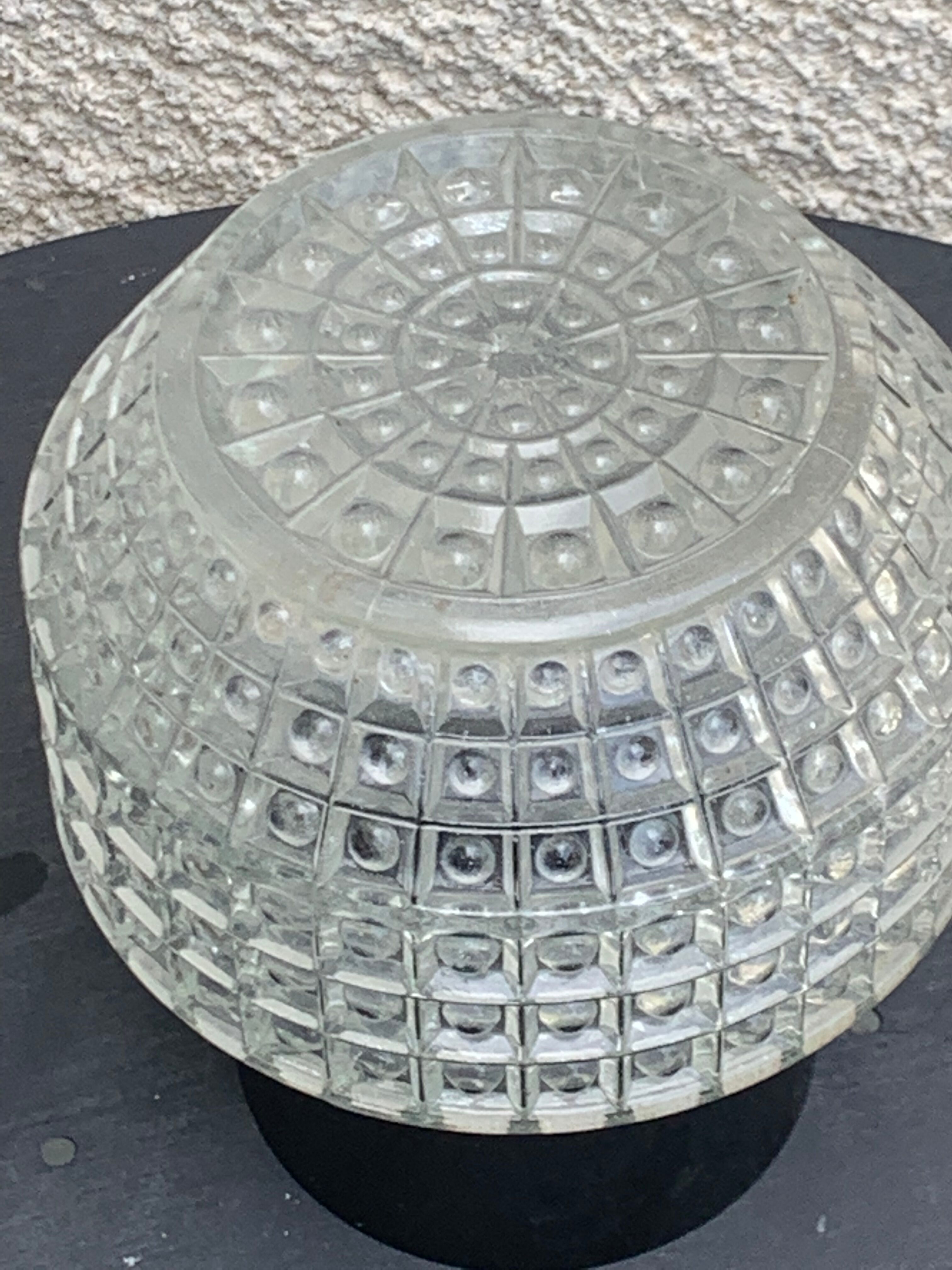 Globe to install or hang, glass, geometric patterns and bakelite base vintage black