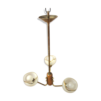 Lustre laiton et bois années 50