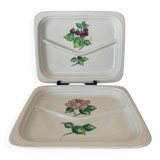 Vintage lot of two compartmentalised plates, decor Monique St Marc.