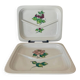 Vintage lot of two compartmentalised plates, decor Monique St Marc.