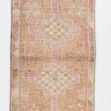 Turkish Pink & Brown Vintage Runner Rug, 78x371Cm