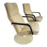 Set of 2 Geoffrey Hartcourt armchairs for Artifort yellow fabric 70s