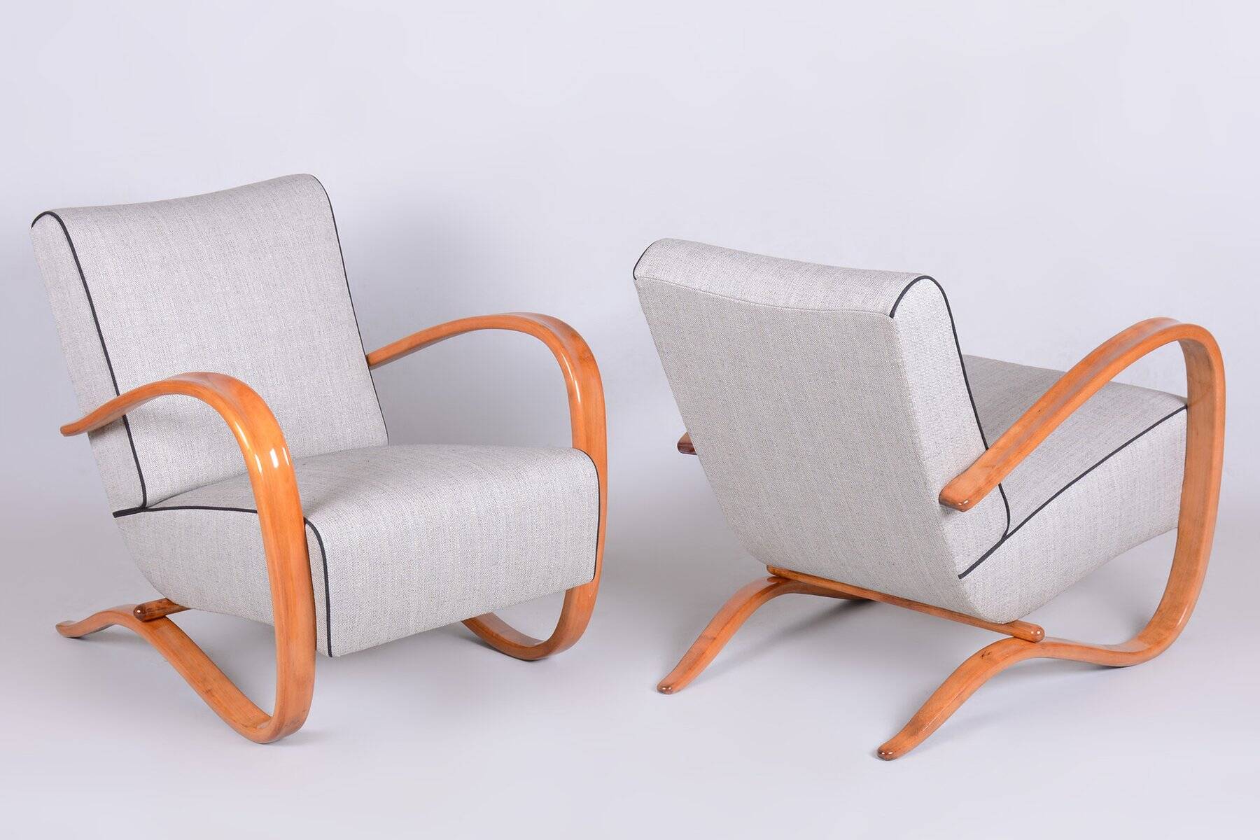 Chaises longues Art Déco H-269 en tchéque par J. Halabala pour Up Závody, années 1930, ensemble de 2
