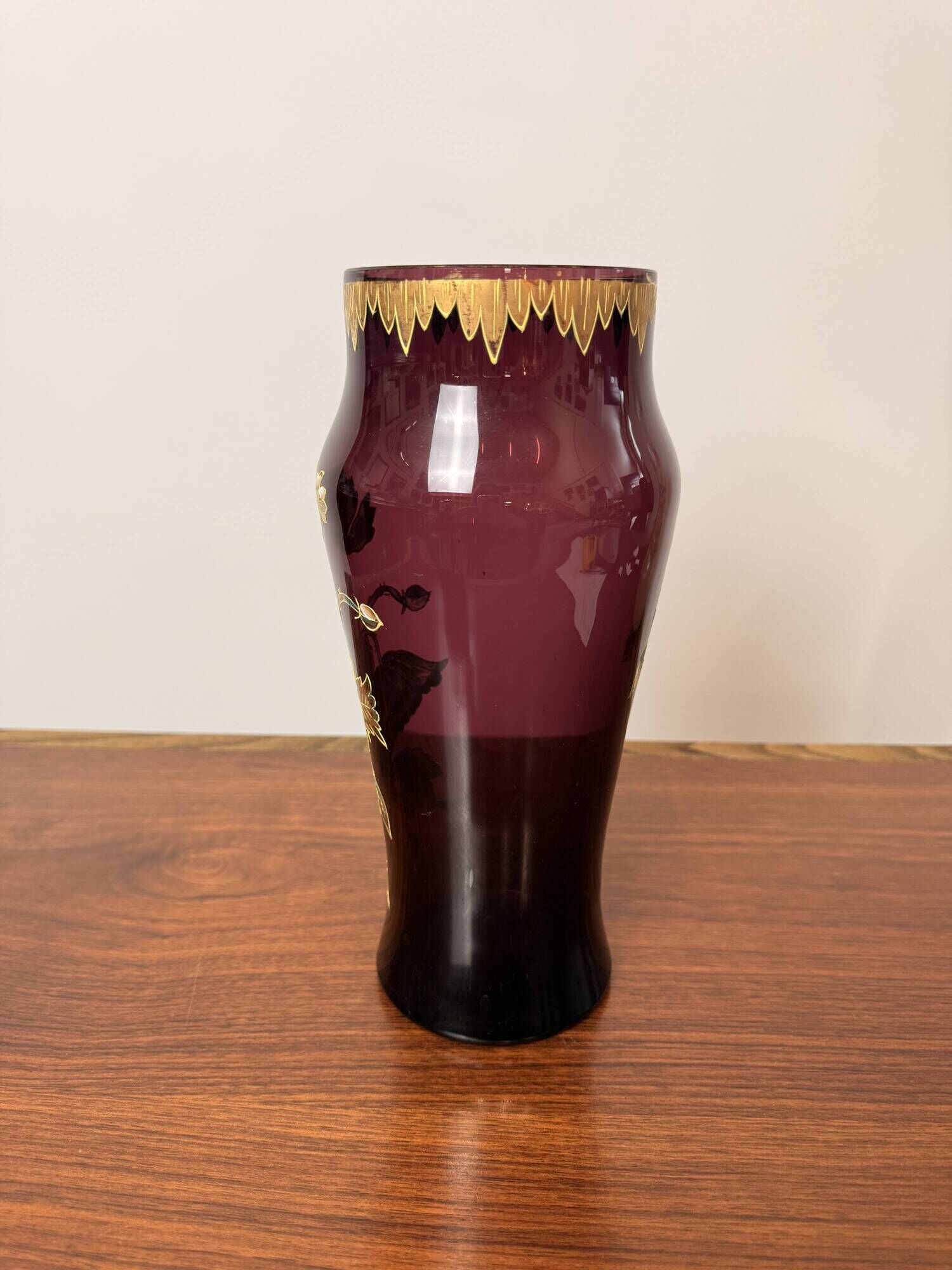 Antique Legras vase – Purple enamelled glass with gold – Art Nouveau