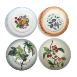 4 Plates with mismatched fruity patterns