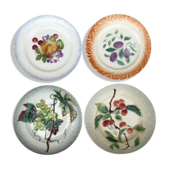 4 Plates with mismatched fruity patterns