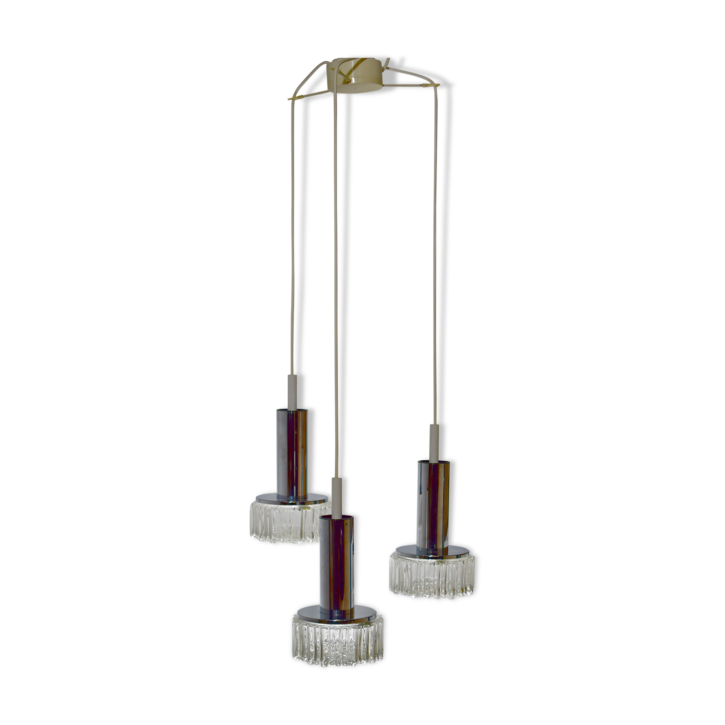 Lustre waterfall 3 glass and chrome suspensions