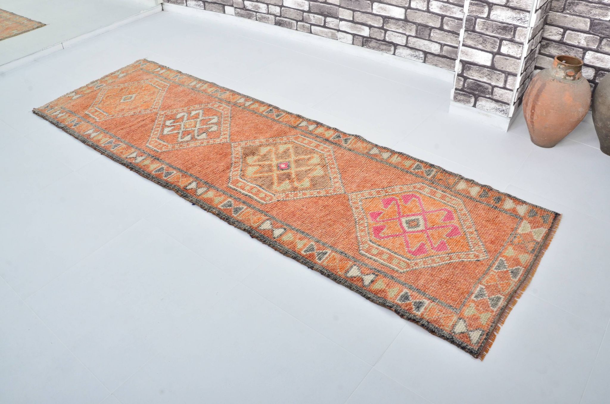 Tapis couloir Oushak vintage sku 3545
