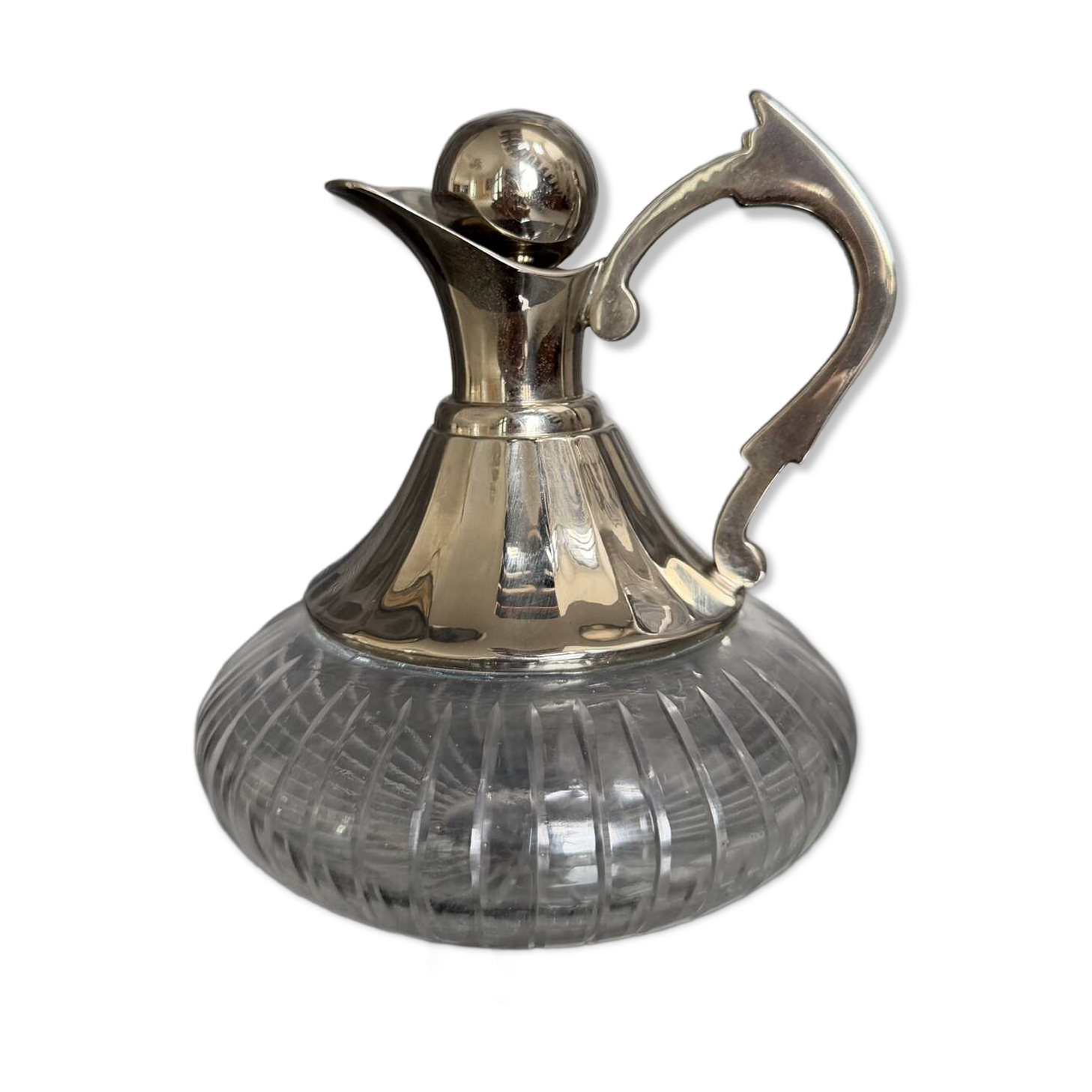 Small vintage carafe / jug in crystal and silver-plated metal – Style L