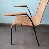 Rattan armchair, metal structure, Germany, 70s