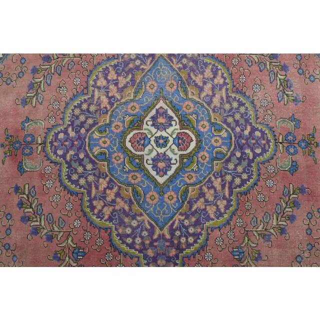 1970s Vintage Persian Handmade Wool Pink Area Rug  283x392