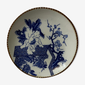 Japon grand plat Igezara à décor floral Japan Asie XIXe