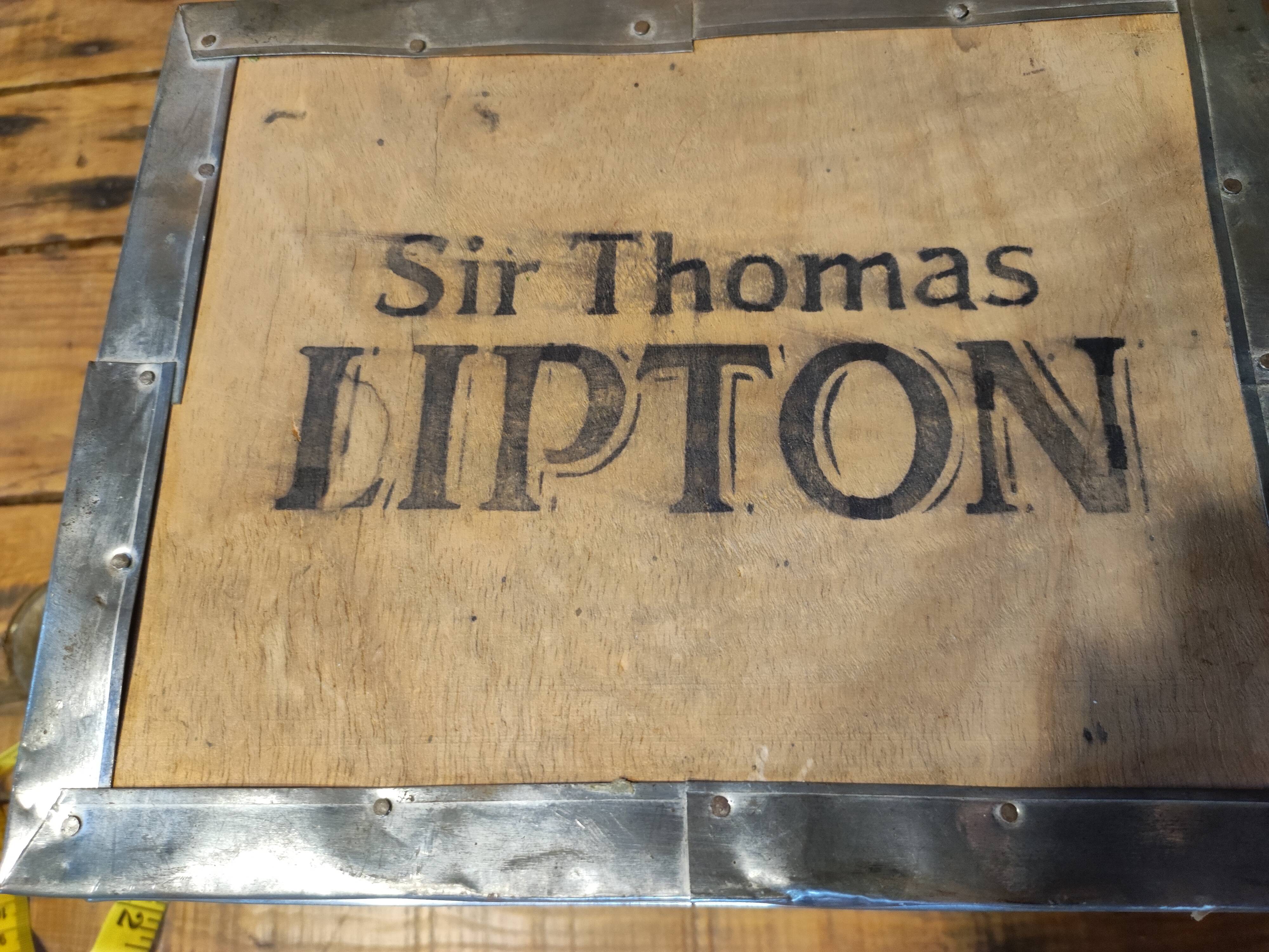 Wooden box on Thomas Lipton