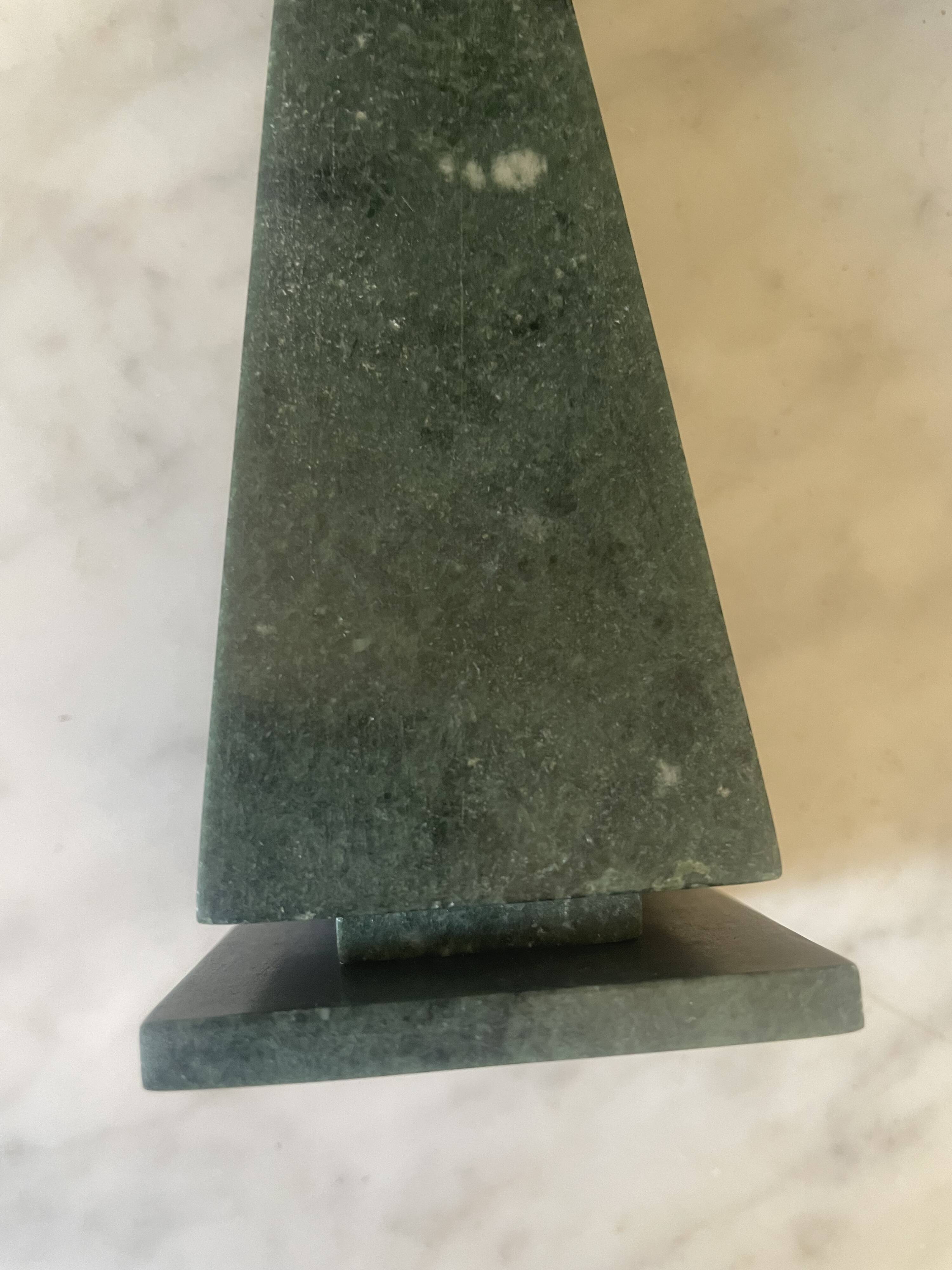 Pair of green marble obelisk bookends