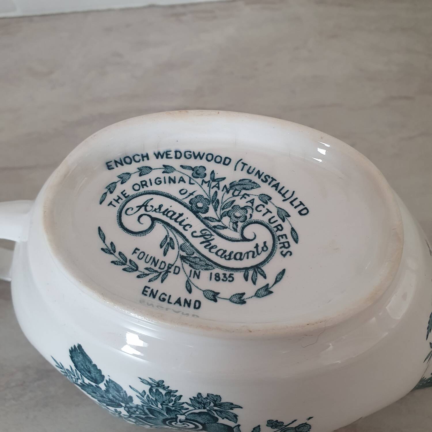 Enoch Wedgewood "Asiatics Pheasants" style "Earth" serving dishes and gravy boat