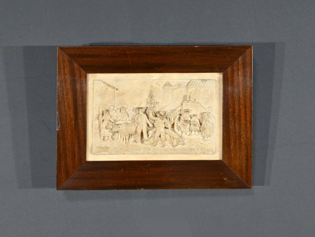Bas-Relief Painting in Petrified Limestone, signed CF.Becker – Late 19th century