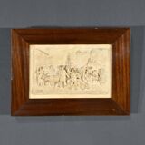 Bas-Relief Painting in Petrified Limestone, signed CF.Becker – Late 19th century