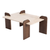 "Sira" coffee table in travertine and wood