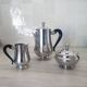 Rémy Letang / Teapot, milk jug and sugar bowl in 18/10 stainless steel and Bakelite