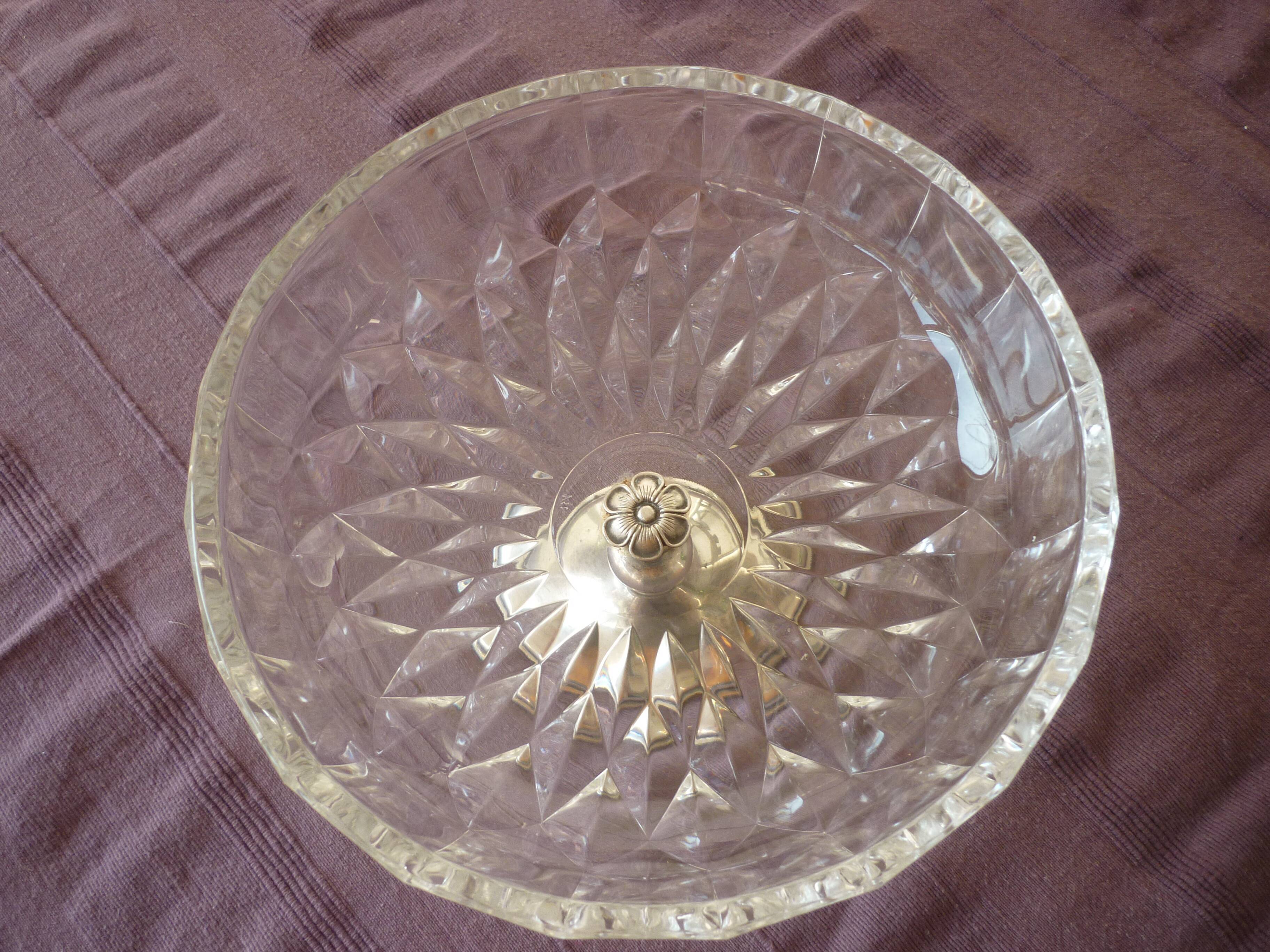 Coupe en cristal et metal argentée