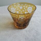 Cut crystal glass lined with amber color