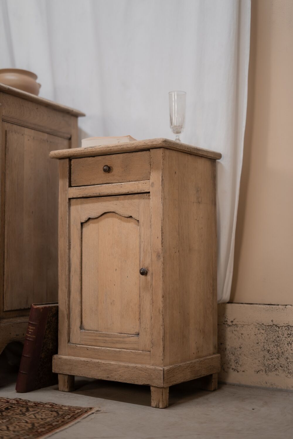 Antique oak bedside table