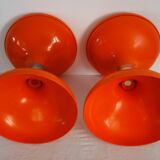 2 tabourets diabolo orange années 70