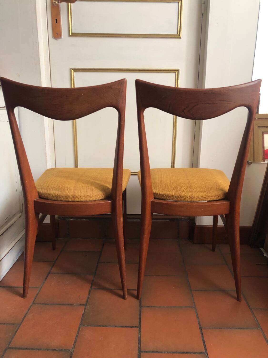 4 Scandinavian teak and fabric chairs, 1960