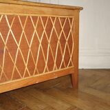 Oak bench chest and rattan of the years 1950