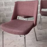 Set of 4 designer chairs from the 60s, chrome and fabrics