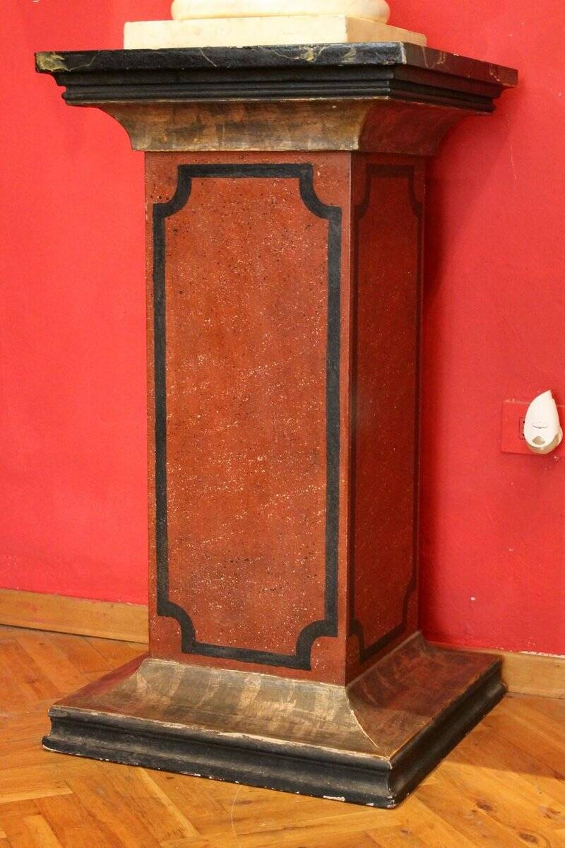 19th Century Italian Faux Marble Lacquer Architectural Pedestals or Columns, Set of 2