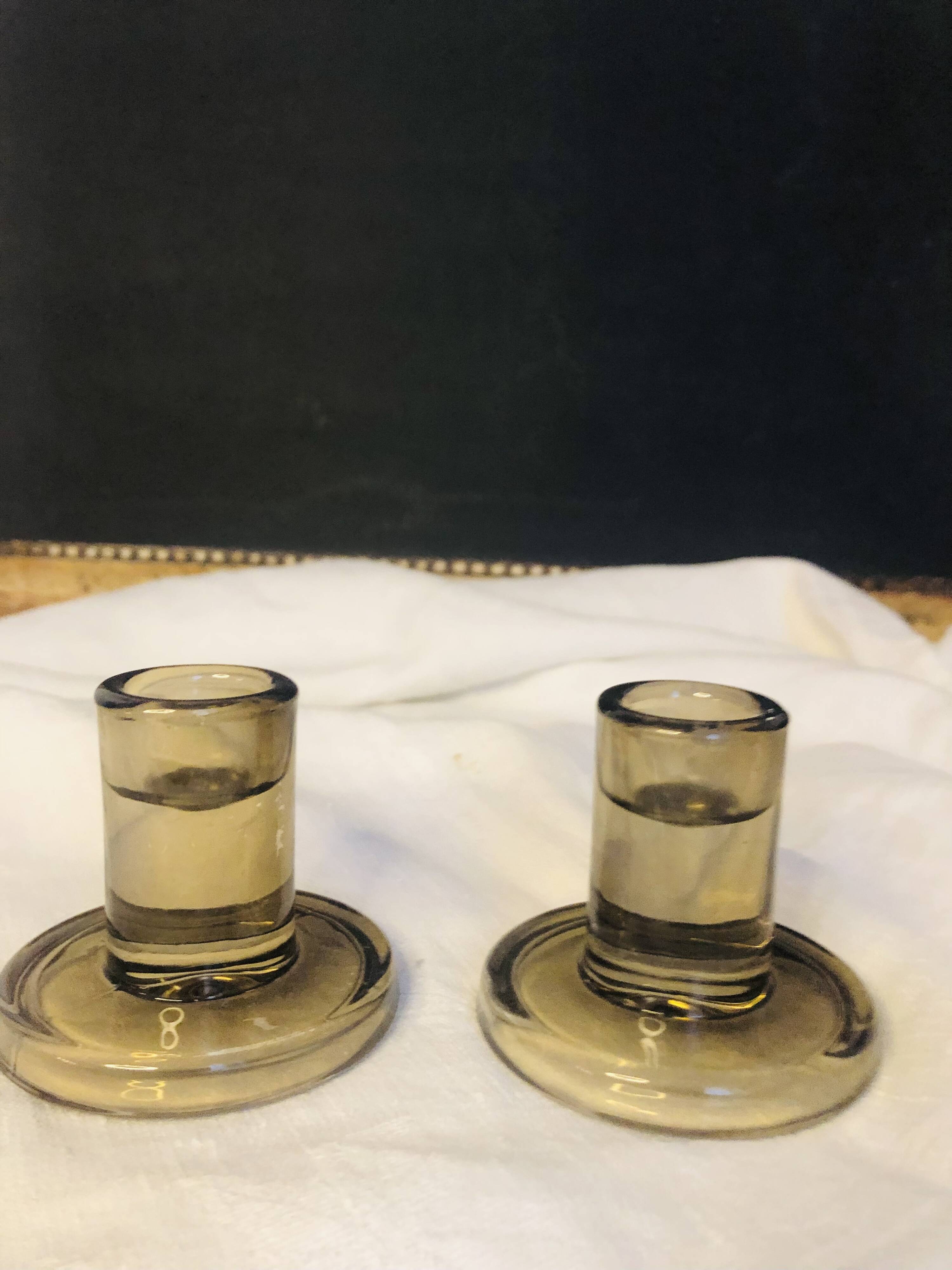 smoked glass candle holders