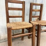 Paire de chaises en bois brut
