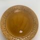 6 flat plates slip, enamelled ceramic ochre, mustard yellow, stamped Gien