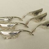 Set of 6 silver metal knife holders in the shape of a swan or goose festive table decoration