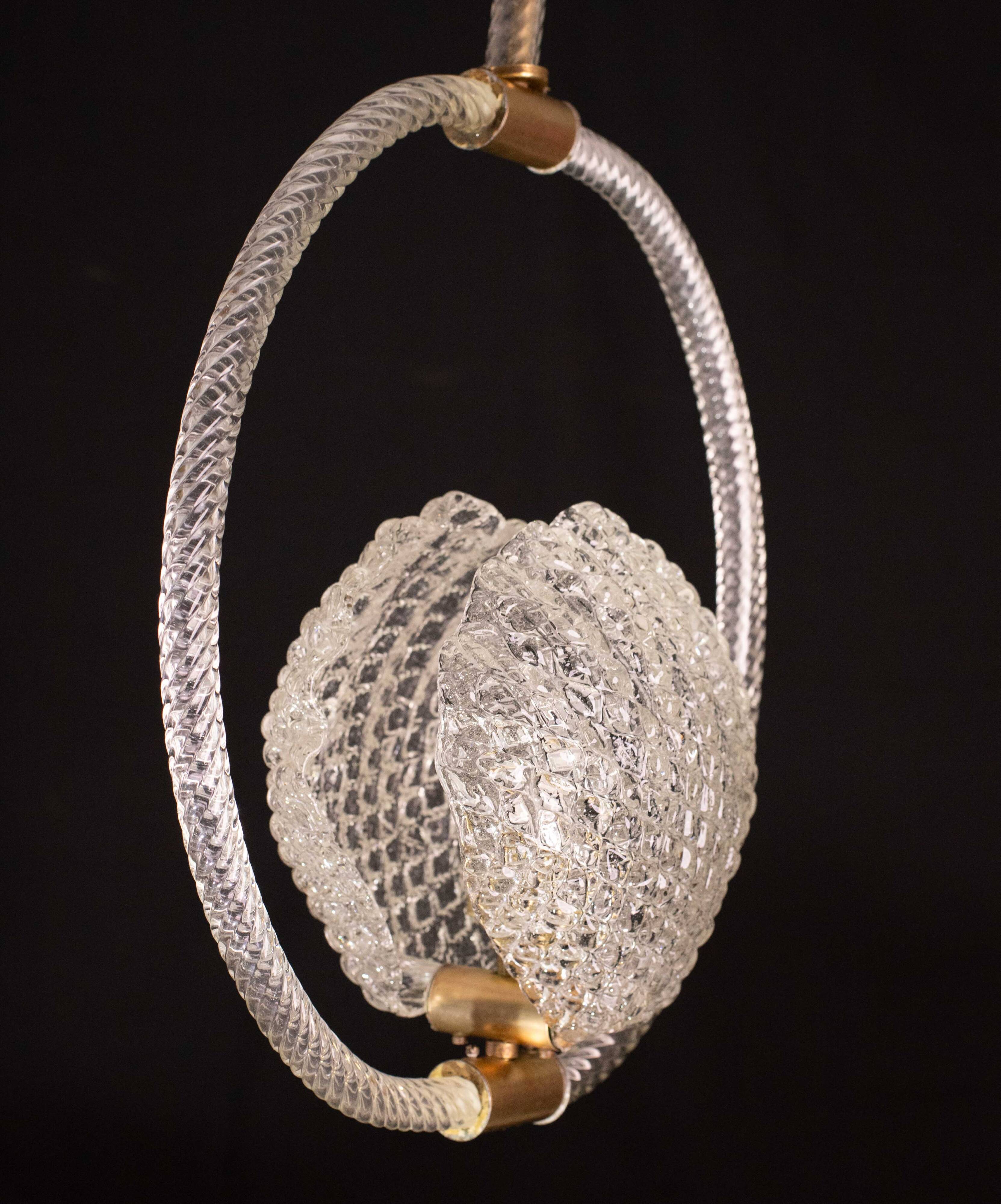 Midcentury Shell Trasparent Murano Glass Chandelier by Barovier e Toso, 194