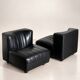 Modular black leather sofa '9000' by Tito Agnoli
