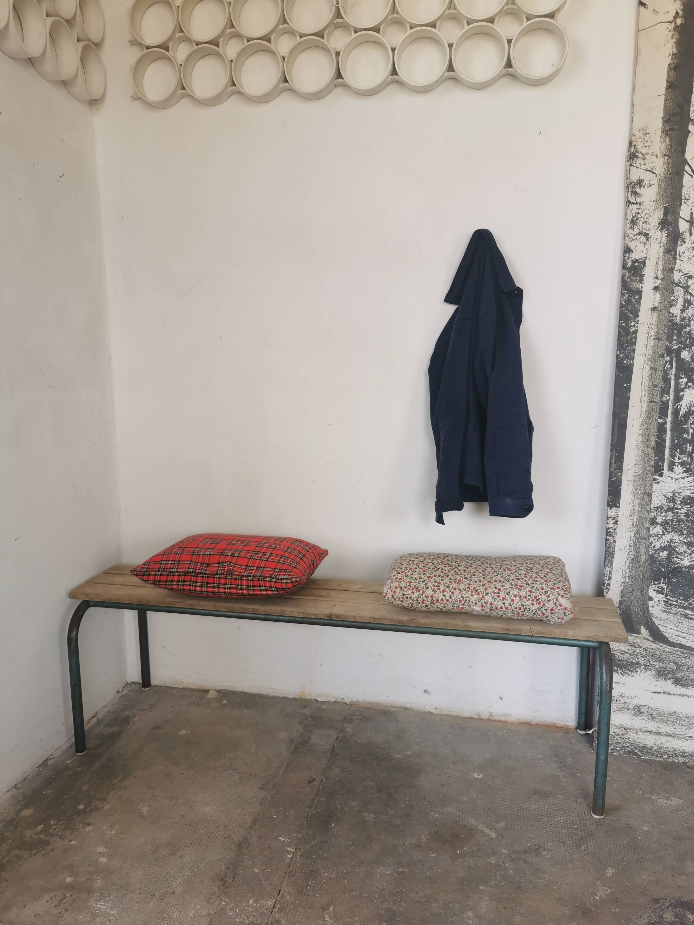 Banc d'écolier vintage 1960