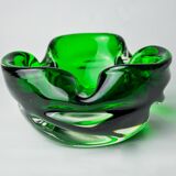 Sommerso green pocket emptier by Flavio Poli for Seguso, Murano glass, Italy, 1970