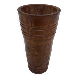 Vintage umbrella stand - holder oak basket storage design 60's minimalist