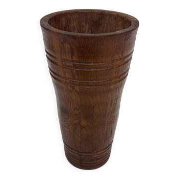 Vintage umbrella stand - holder oak basket storage design 60's minimalist