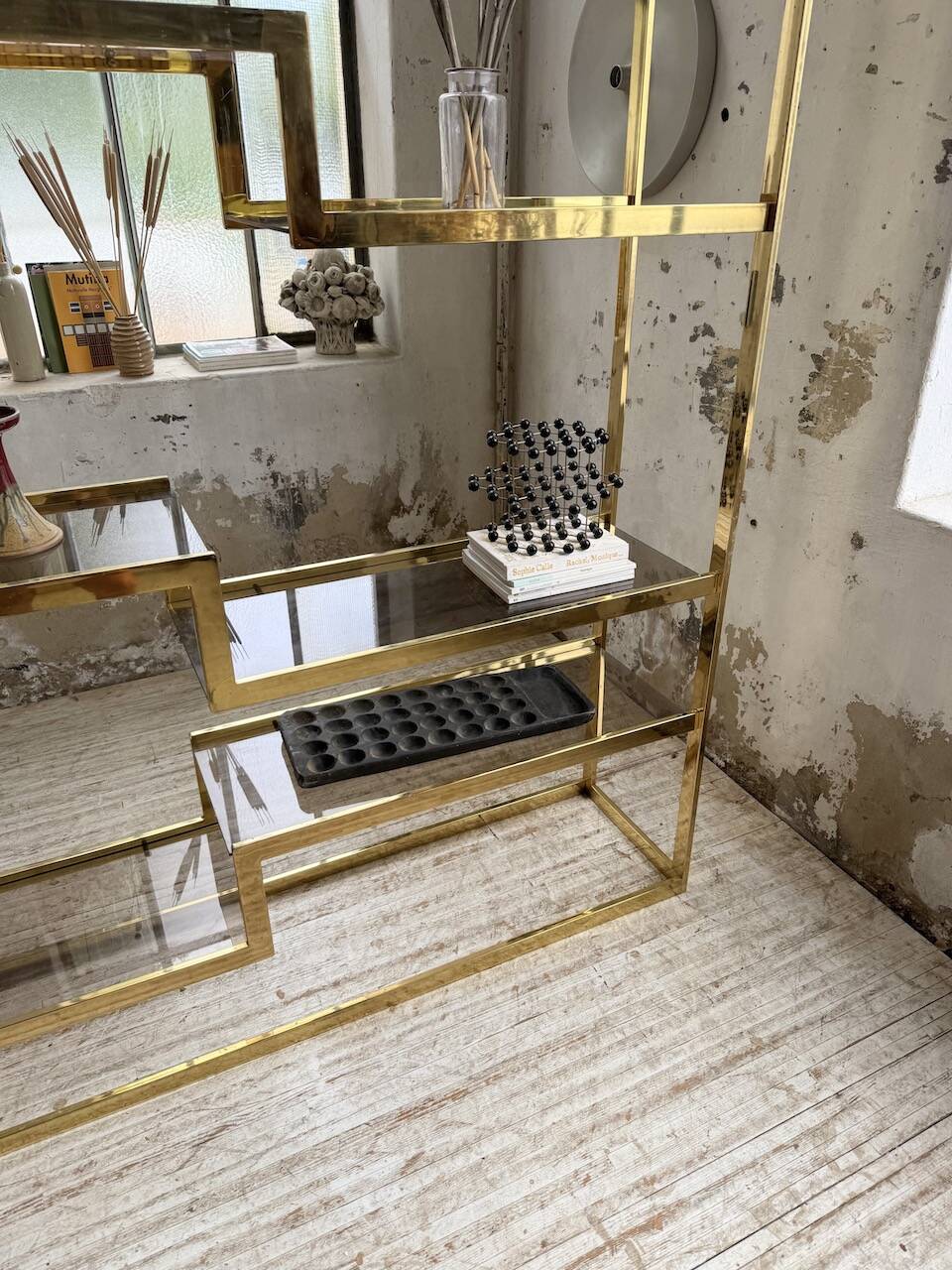 Brass shelf 1970 Belgo Chrom regency