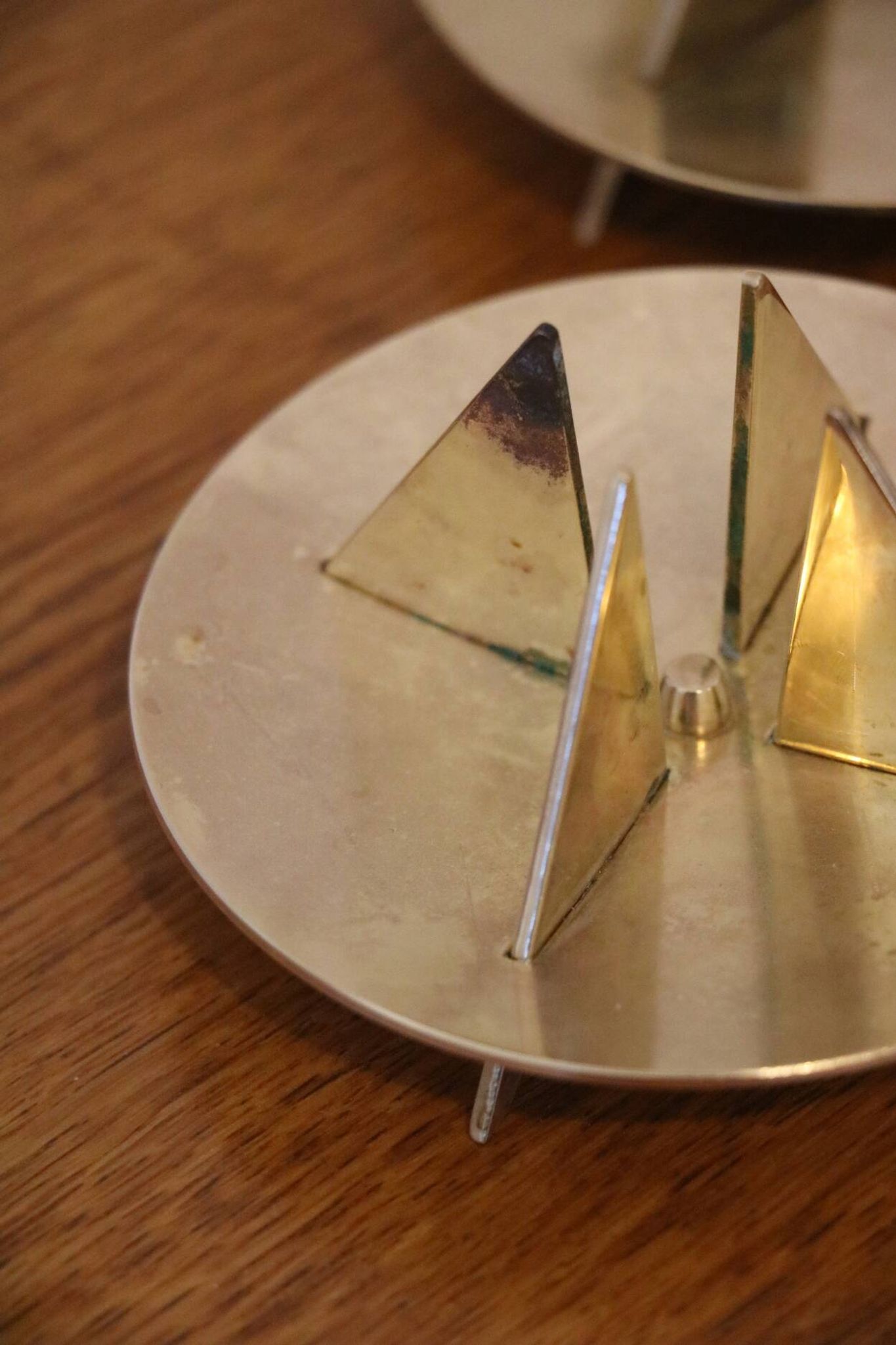 Scandinavian trio of candlesticks in brass by Pierre Forsell for Skultuna.