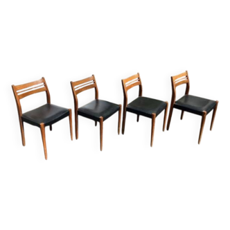 4 vintage Scandinavian teak chairs from the 1960s