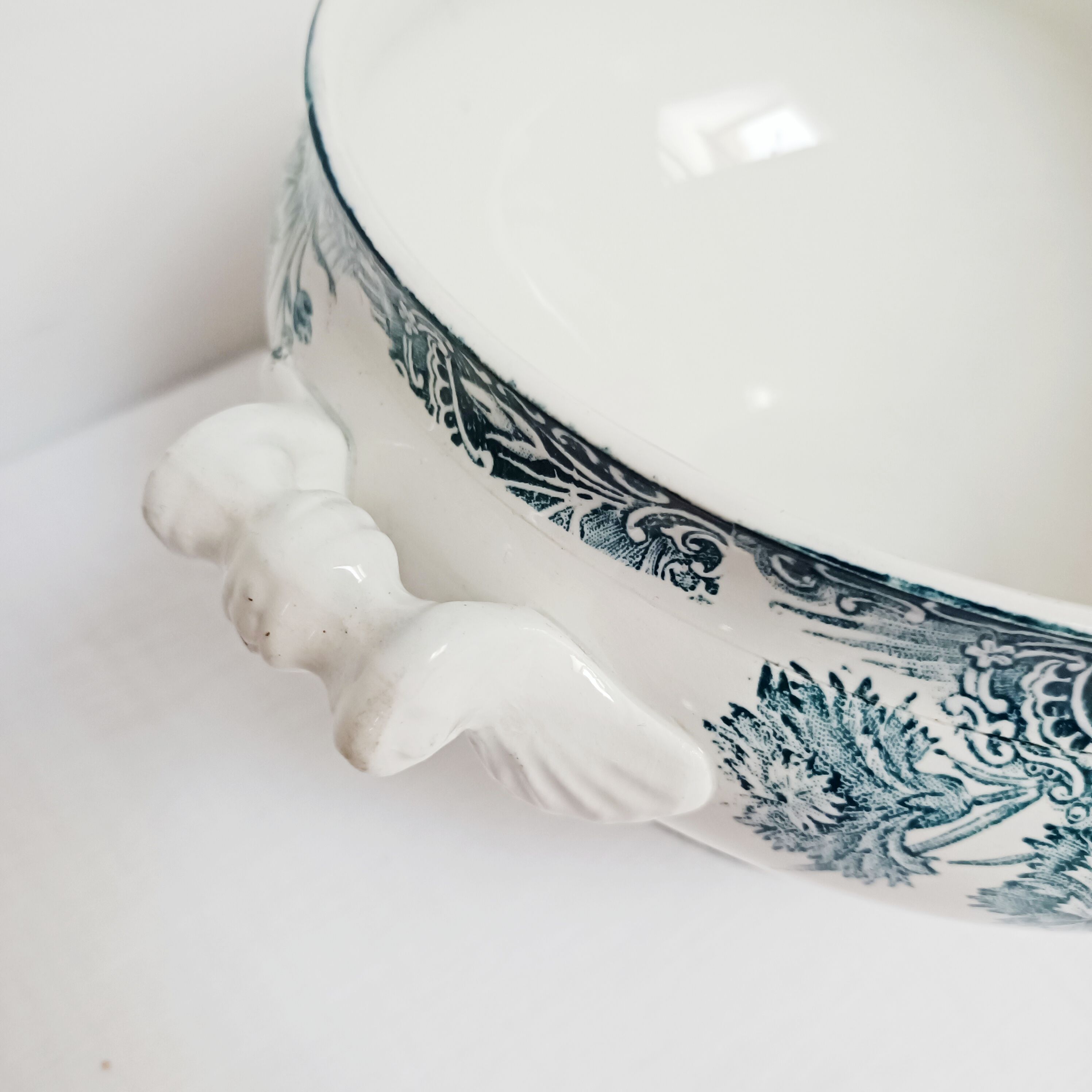 Iron earth soup tureen Saint-Amand, Carnations