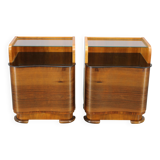 Paire de tables de chevet en noyer, Tchécoslovaquie années 1940