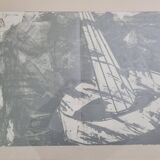 Original lithograph after Jean-Luc Poivret, "Flying Machine", 69 x 47 cm, framed, 1970s