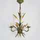 Masca's wheat ear chandelier in aged green and gold metal, 3 fires, year 70/80