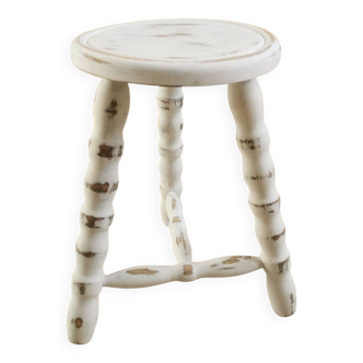 Tabouret tripode porte plante patiné
