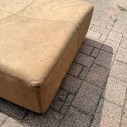 Large square pouffe in patinated nubuck leather – 100 × 100 cm